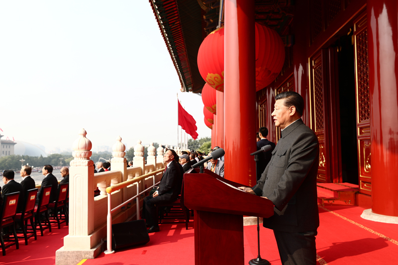 10月1日上午，慶祝中華人民共和國成立70周年大會在北京天安門廣場隆重舉行。中共中央總書記、國家主席、中央軍委主席習近平發(fā)表重要講話。