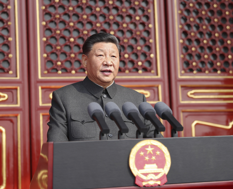 10月1日上午，慶祝中華人民共和國成立70周年大會在北京天安門廣場隆重舉行。中共中央總書記、國家主席、中央軍委主席習近平發(fā)表重要講話。